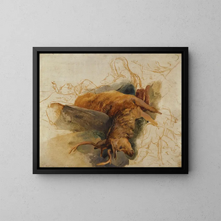 Sir Edwin Henry Landseer - A Dead Stag With Sketched Figures Of A Ghillie And Hounds.webp