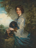 Portrait af Lady Alice Peel, der holder en King Charles spaniel på skødet - Sir Francis Grant — visning af kunstværket