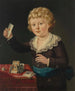 Portrait af en ung dreng, der leger med et korttårn - Sir George Chalmers — visning af kunstværket