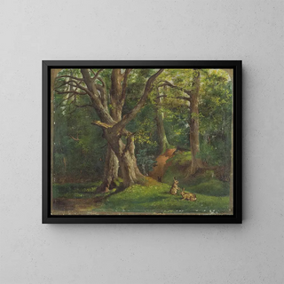 Sir Hubert von Herkomer - Woodland scene with rabbits.webp