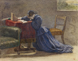 Sir John Everett Millais - A Wife  Face in Both Hands She Knelt on the Carpet.webp