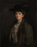 En dame i brunt, som man tror er Margaret Edith Bannatyne Cobb - Sir John Lavery — visning af kunstværket