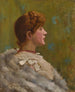Pige i et pels tørklæde - Sir John Lavery — visning af kunstværket