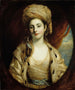 Portræt af Vertue Jodrell af Joshua Reynolds — gylden turban, hermelin og blåt skærf