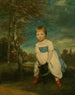 Portræt af Mester William Cavendish stående på en hund i et landskab - Sir Joshua Reynolds — visning af kunstværket