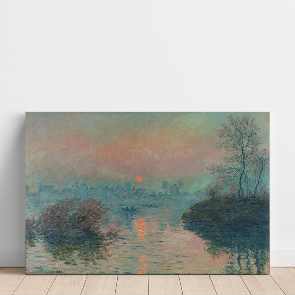 Reproduktion af maleriet Solnedgang over Seinen i Lavacourt, vintereffekt - Claude Monet