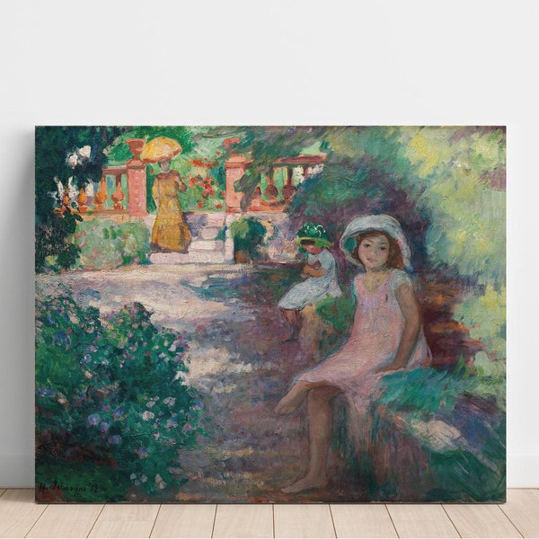 Reproduktion af maleriet Under mimoserne (kunstnerens piger) - Arnold Peter