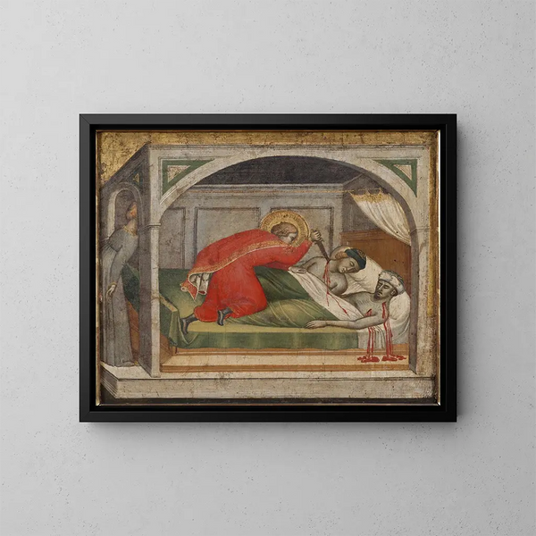 Saint Julien tuant ses parents - Spinello Aretino | Reproduction — indrammet kunstværk på væggen