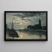Kanalen Le Canal de l'Ourcq, L'Église Saint-Christophe set fra Quai de la Marne, Måneskins Effekt - Stanislas Lépine — indrammet kunstværk på væggen
