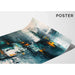 Abstrakt maleri – byfragmenter | Moderne vægplakat med kolde farver og orange accenter