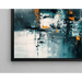 Abstrakt maleri – byfragmenter | Moderne vægplakat med kolde farver og orange accenter