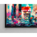 Abstrakt Maleri – Fremtidens Stykker | Futuristisk Plakat til Væg med Livlige Farver og Urban Atmosfære