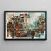 Abstrakt maleri – Urban reminiscens | Vintage og moderne vægplakat i rust- og turkisnuancer