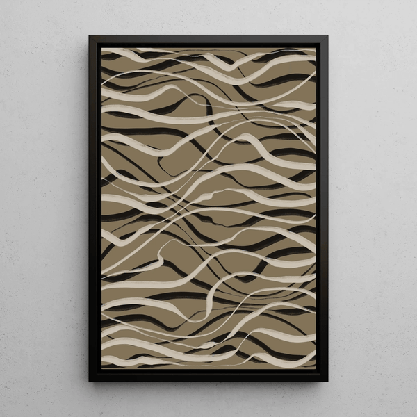 Tableau Bohème - Ondulations Beige et Noire | Reproduction Tableau Décoration murale affiche copie