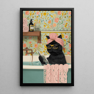 Tableau Chat Relax dans la Baignoire