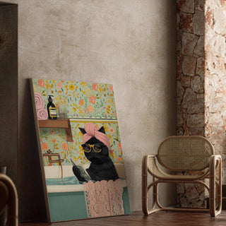 Tableau Chat Relax dans la Baignoire