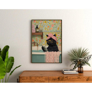 Tableau Chat Relax dans la Baignoire