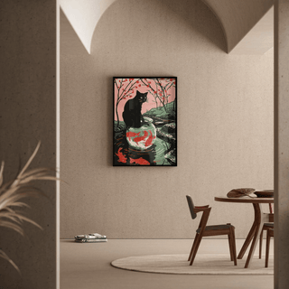 Tableau Chat et Bocal à Poissons