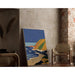 Maleri Farvet – Sommerkyst Vintage | Plakat Landskab Havstil Retro