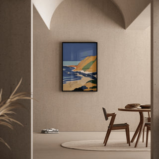 Tableau Coloré – Côte d’Été Vintage | Affiche Paysage Marin Style Rétro | Déco Inspirée des Affiches de Voyage pour Salon ou Bureau