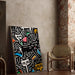 Maleri Pop Art – Kattedyr i stiliseret form | Plakat Farverig bystil i Keith Haring-stil