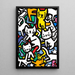 Pop Art-maleri – Dyrs danses | Farverig plakat af stiliserede katte