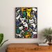 Pop Art-maleri – Dyrs danses | Farverig plakat af stiliserede katte