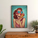Maleri Pop Art – Sommerdage | Plakat Vintage Farvet Kvinde med Is