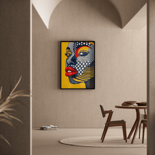 Tableau Pop Art – Visage Pop | Affiche Graphique Colorée Style Lichtenstein | Poster Contemporain de Profil Féminin pour Déco Murale Audacieuse