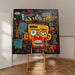 Plakat Street Art – Maske Gul | Poster Stiliseret Hoved i Lyse Farver