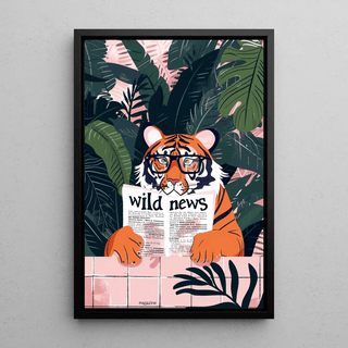 Tableau Tigre et Wild News - Jungle et Fantaisie