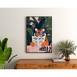 Tableau Tigre et Wild News - Jungle et Fantaisie