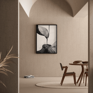 Tableau décoratif design – Fusion Organique | Affiche Abstraite Noire et Blanche Élégante | Poster Graphique Contemporain Style Minimaliste Naturel
