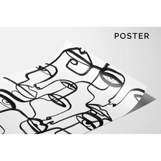 Tableau décoratif noir et blanc – Regards Entrelacés | Poster Minimaliste Visages en Ligne Continue | Affiche Abstraite Moderne pour Salon ou Chambre
