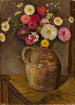 Asters og zinniaer i en lerkrukke - Tadeusz Makowski — visning af kunstværket