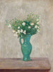 Bouquet i en vase med grønne blomster - Tadeusz Makowski — visning af kunstværket