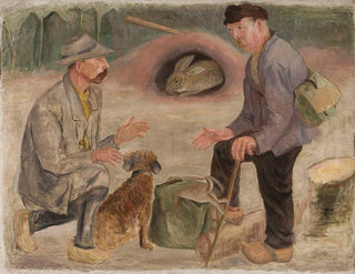 Conversation avec un chasseur - Tadeusz Makowski — visning af kunstværket