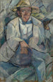 Portrait af en mand med hvid hat - Tadeusz Makowski — visning af kunstværket