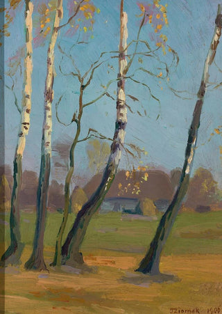 Teodor Ziomek - Birch trees near a village.webp