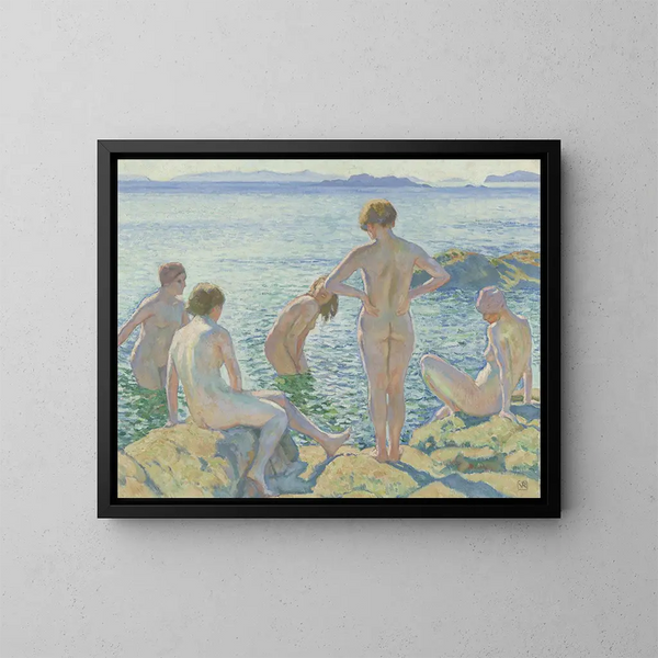 Baadsters - Theo van Rysselberghe — indrammet kunstværk på væggen