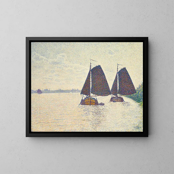 Fiskere på Schelde - Theo van Rysselberghe — indrammet kunstværk på væggen