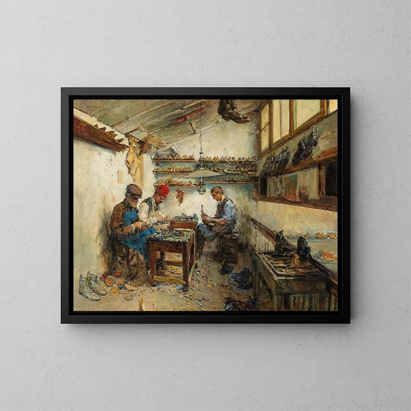 Atelier de cordonnier - Theodor Josef Ethofer — indrammet kunstværk på væggen