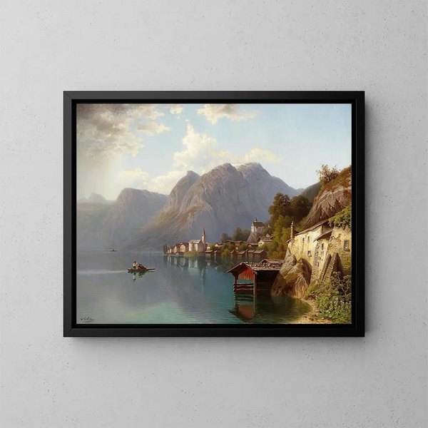 Vue de Hallstatt - Theodor Nocken — indrammet kunstværk på væggen
