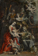 La Sainte Famille avec sainte Anne, d'autres saints et anges - Theodor van Loon — visning af kunstværket