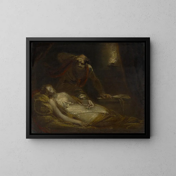 Othello og Desdemona - Theodor von Holst — indrammet kunstværk på væggen
