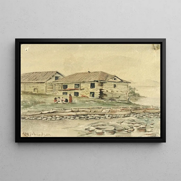 Bâtiments en ruine Alaska 1884 - Theodore J. Richardson — indrammet kunstværk på væggen
