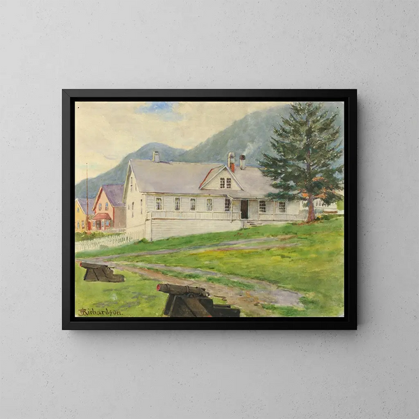 Maison des anciens gouverneurs, Sitka, 1905 - Theodore J. Richardson — indrammet kunstværk på væggen