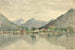 Sitka fra øerne, der viser det russiske slot 1888 - Theodore J. Richardson — visning af kunstværket