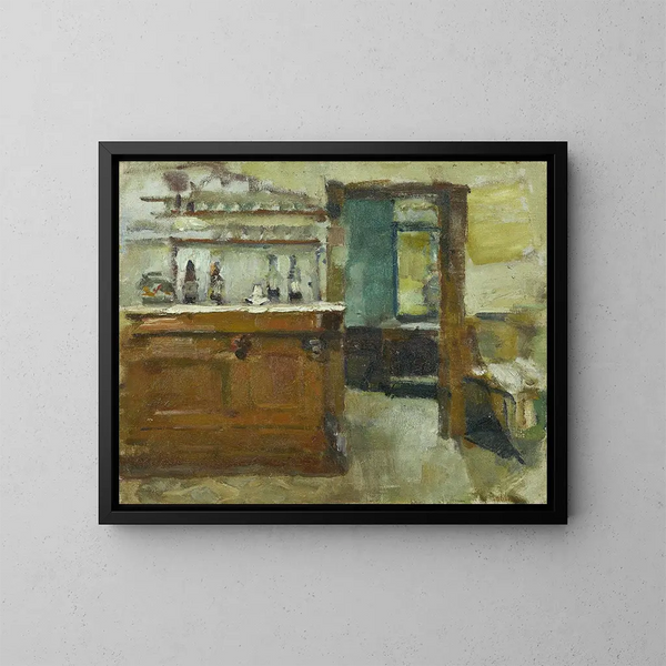 baren på Hotel Baudy, Giverny - Theodore Robinson — indrammet kunstværk på væggen