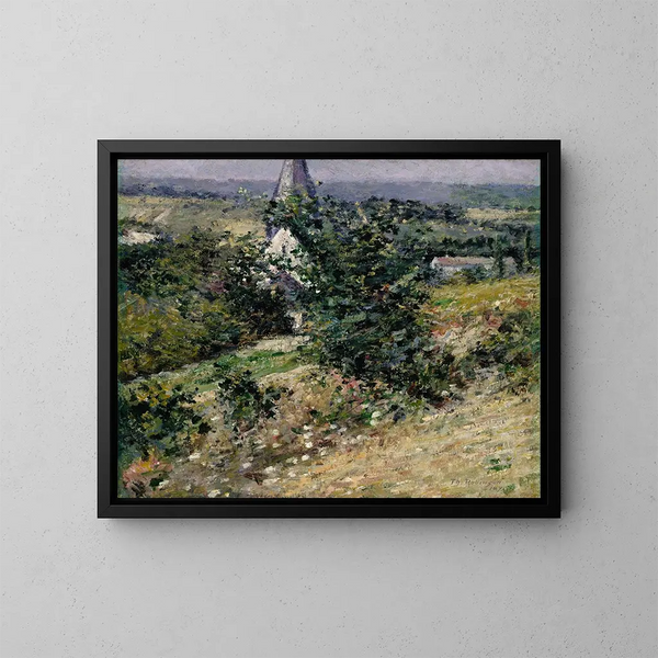 den gamle kirke i Giverny - Theodore Robinson — indrammet kunstværk på væggen